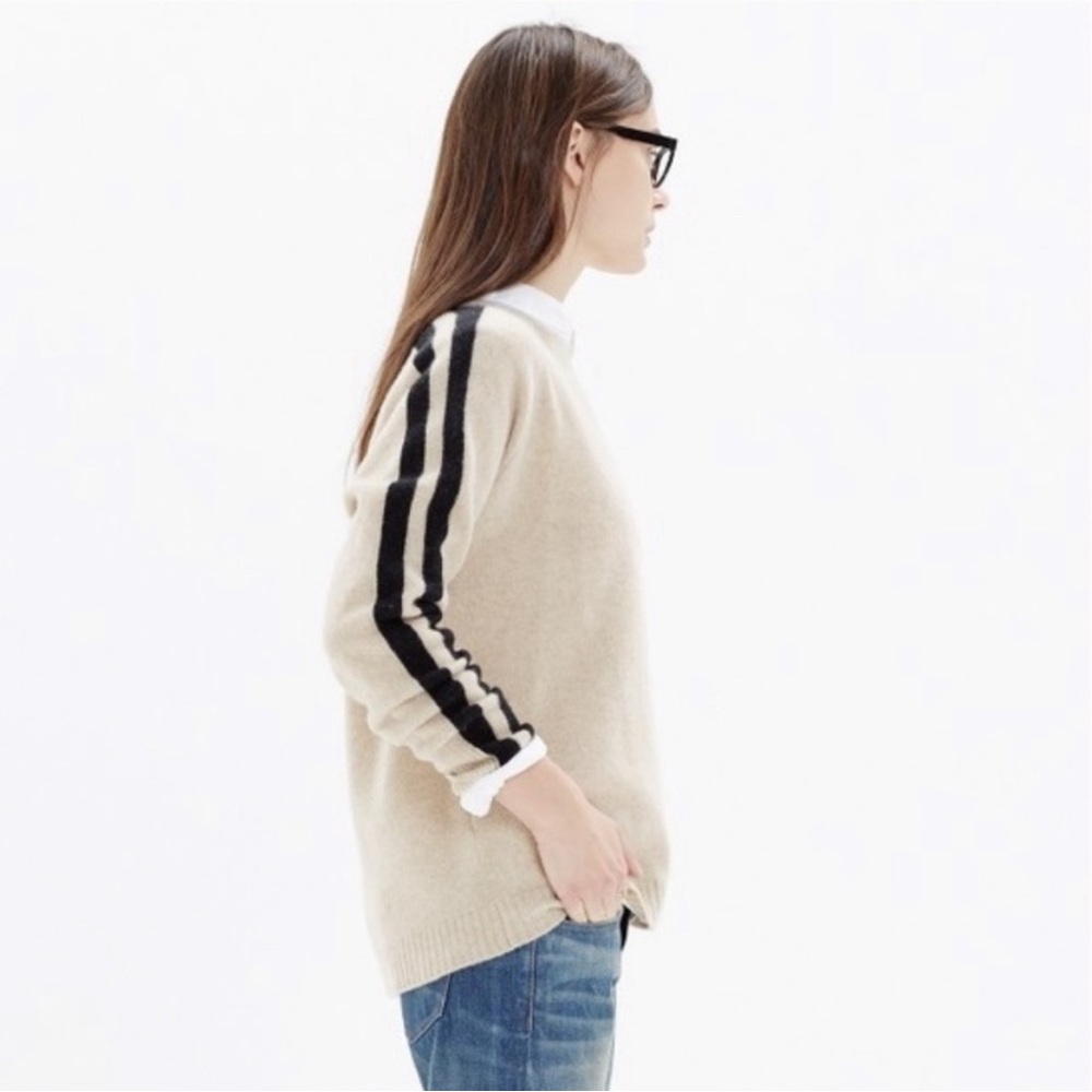Madewell women’s 100% Merino wool scoop-neck sweater overside green/grey sizeXS‎ - Picture 3 of 16
